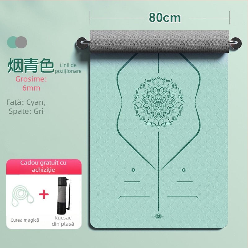 Saltea de yoga din TPE, 6 mm, anti-derapant, absorbant șocuri