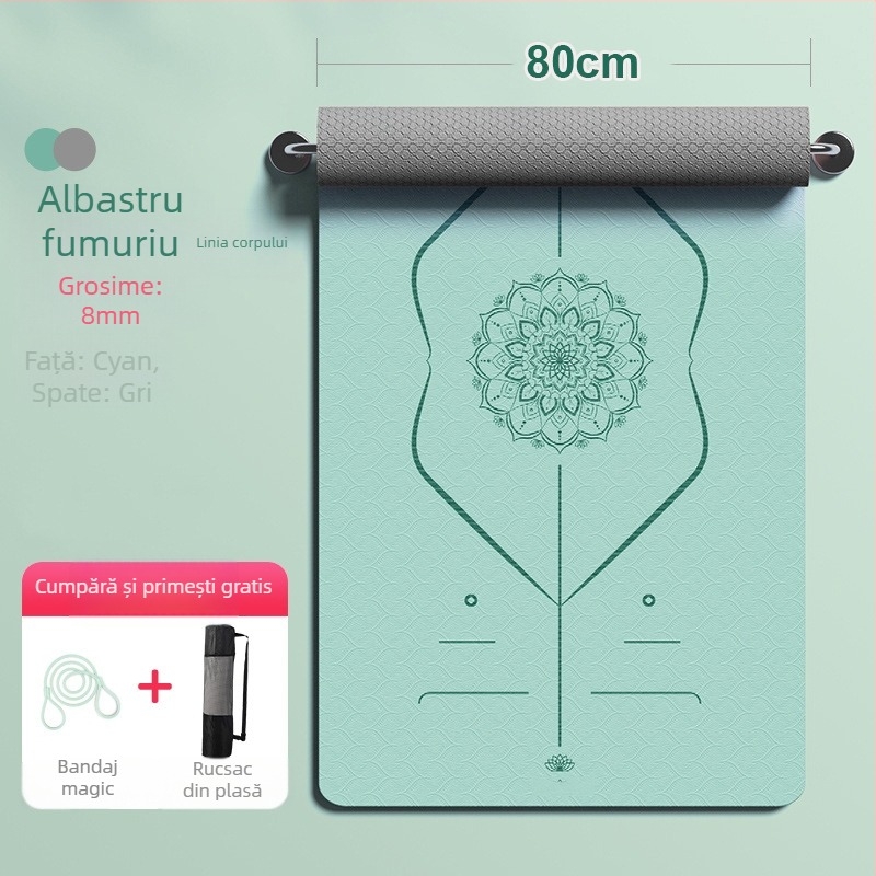Saltea de yoga din TPE, 6 mm, anti-derapant, absorbant șocuri