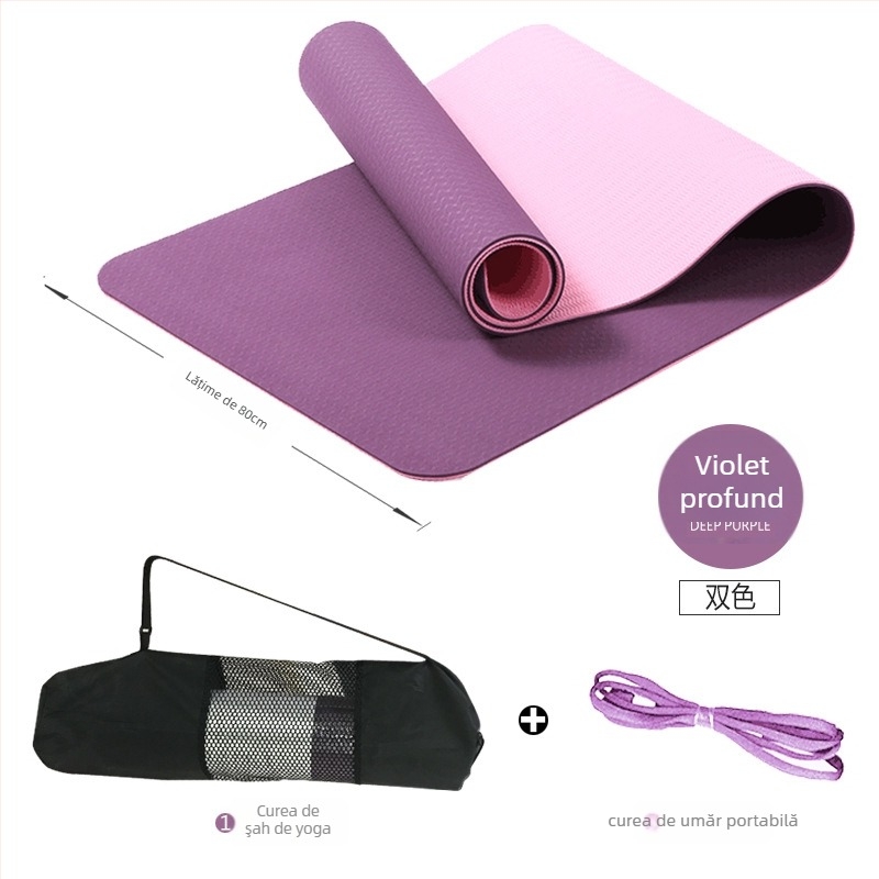 Saltea de yoga din TPE, 6 mm, anti-derapant, absorbant șocuri