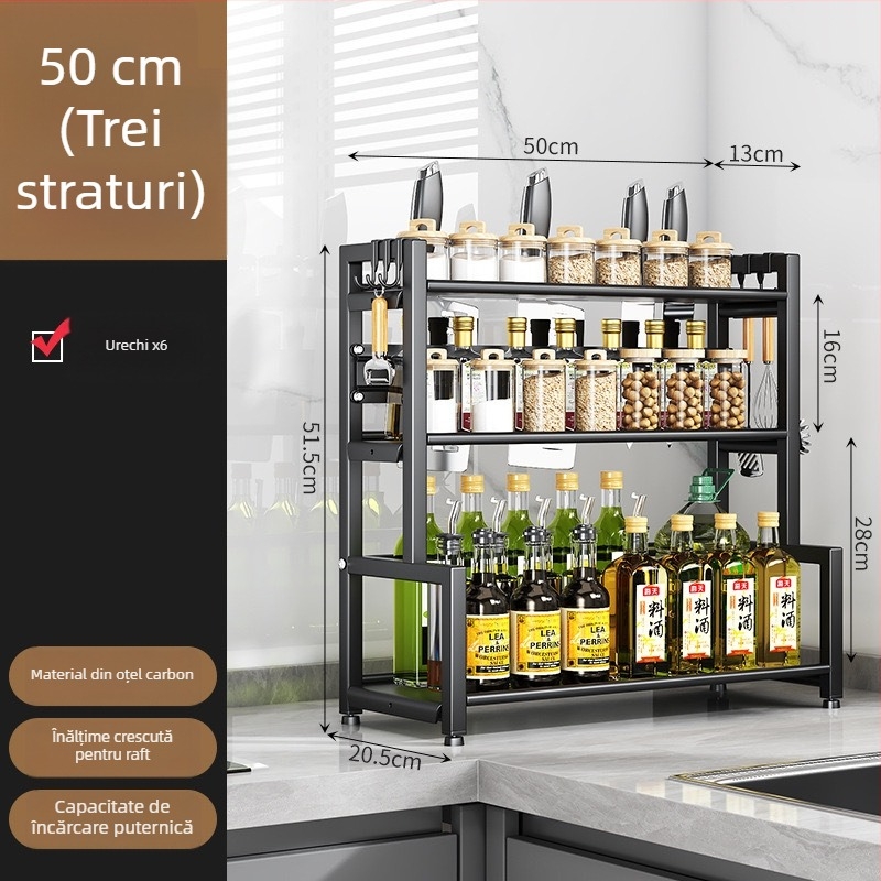 Raft de depozitare bucătărie, raft multifuncțional pentru condimente, suport pentru bețișoare și cuțite, suport pentru capace de oale, rotativ