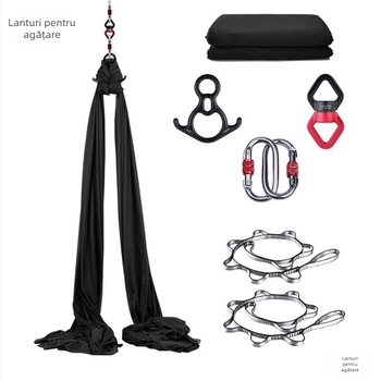 Hamac pentru yoga aerială – Ancorare cu un singur punct, Set din mătăsuri și satin pentru exerciții acasă, Pilates și dans