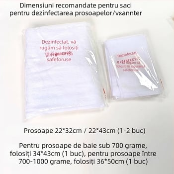 Sac de ambalare de unică folosință pentru hoteluri — pentru prosoape și papuci, din plastic, cu închidere autoadezivă, fără imprimare logo
