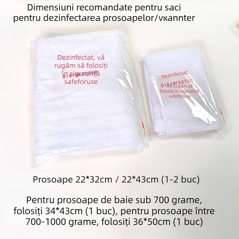 Sac de ambalare de unică folosință pentru hoteluri — pentru prosoape și papuci, din plastic, cu închidere autoadezivă, fără imprimare logo