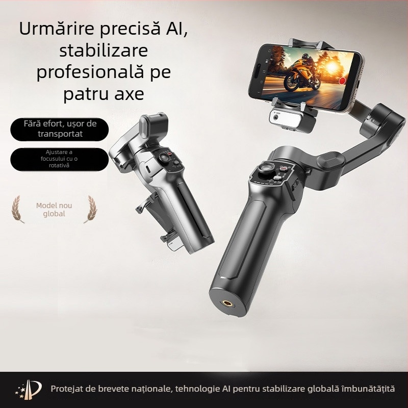 Stabilizator de telefon cu AI tracking, portabil, anti tremurat pentru filmări fluide de urmărire — Model L9 Lite, aliaj de aluminiu, Bluetooth și telecomandă