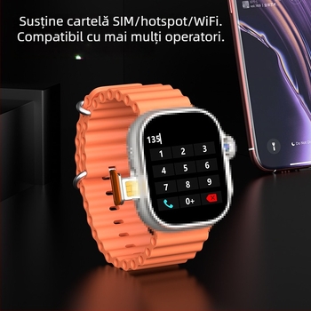 Ceas inteligent cu slot pentru SIM, versiune celulară cu amprentă, afișaj AMOLED, NFC, monitorizare ritm cardiac