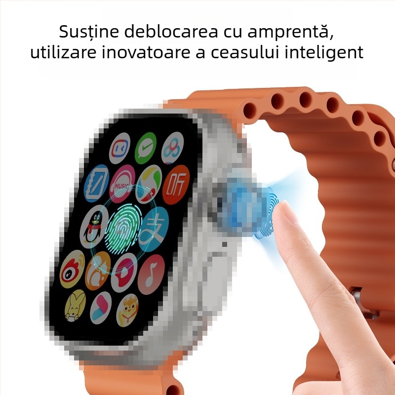 Ceas inteligent cu slot pentru SIM, versiune celulară cu amprentă, afișaj AMOLED, NFC, monitorizare ritm cardiac