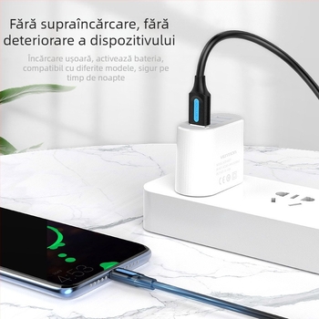 Cablu date Micro USB pentru Android, USB 2.0 — încărcare rapidă, PVC, conector unic