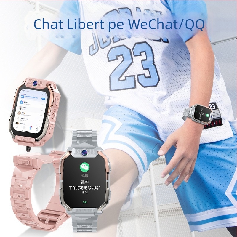 Ceas inteligent pentru copii cu cartelă SIM, 5G, GPS, ecran AMOLED, compatibil Android