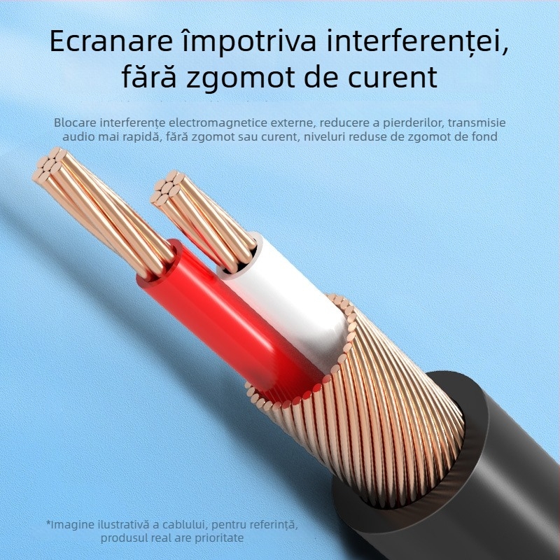 Choseal QS3551 Cablu audio 2RCA macho la 2RCA macho, cu miez de cupru placat cu aur, design cu două lotusuri, pentru echipamente audio digitale