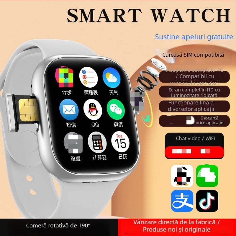 Ceas telefon cu cartelă SIM – Smartwatch pentru copii cu cameră, apeluri video și localizare, ecran TFT 2,01