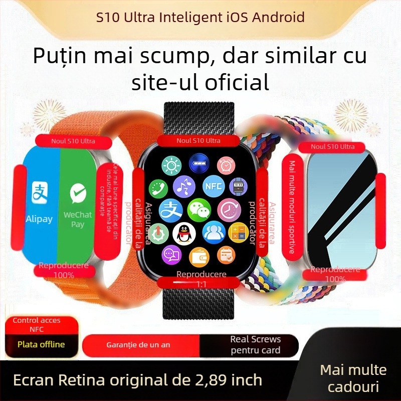 Ceas inteligent cu apel Bluetooth, monitorizare ritm cardiac, tensiune arterială, somn și oxigen din sânge