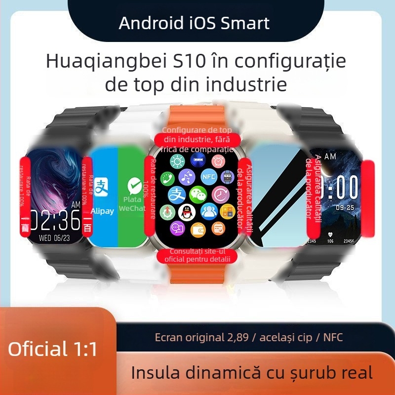 Ceas inteligent cu apel Bluetooth, monitorizare ritm cardiac, tensiune arterială, somn și oxigen din sânge