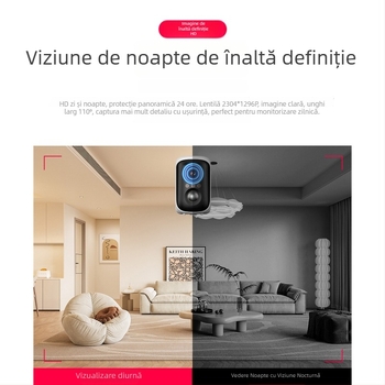 Cameră wireless pentru interior, baterie și detecție AI, obiectiv 3,6 mm, 3 MP, viziune pe timp de noapte, control prin aplicație