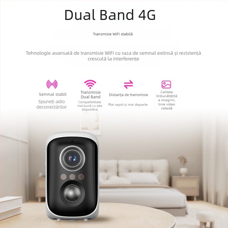 Cameră wireless pentru interior, baterie și detecție AI, obiectiv 3,6 mm, 3 MP, viziune pe timp de noapte, control prin aplicație