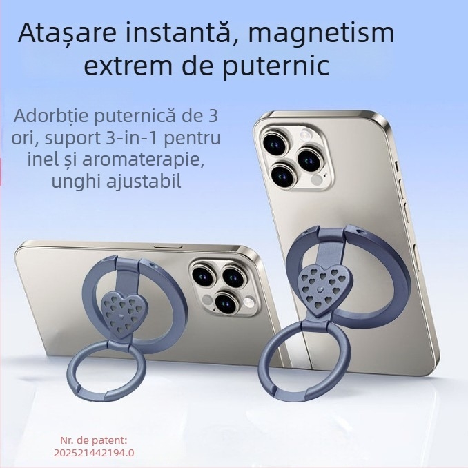 Suport de birou pentru telefon cu inel magnetic, aromaterapie, aliaj de zinc, antișoc, pliabil și cu ventuză