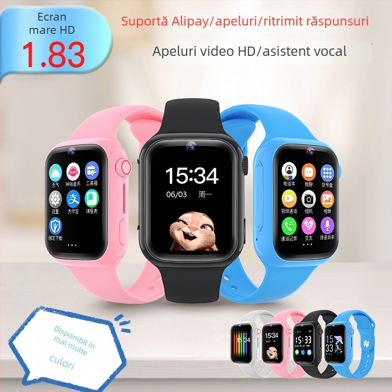 Ceas inteligent pentru copii cu slot SIM, cameră, localizare, apeluri video, compatibil Android