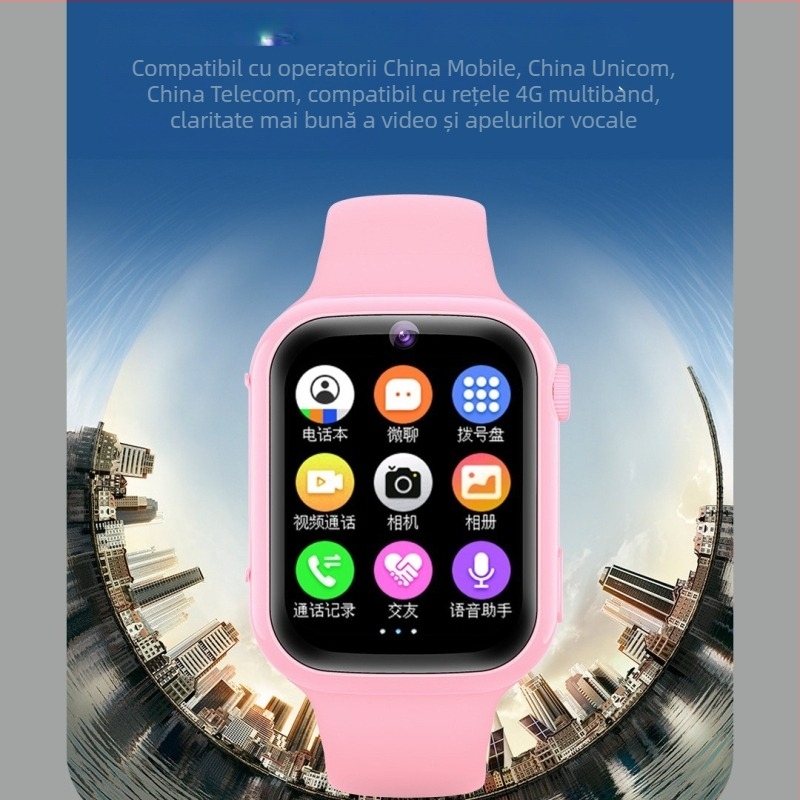 Ceas inteligent pentru copii cu slot SIM, cameră, localizare, apeluri video, compatibil Android