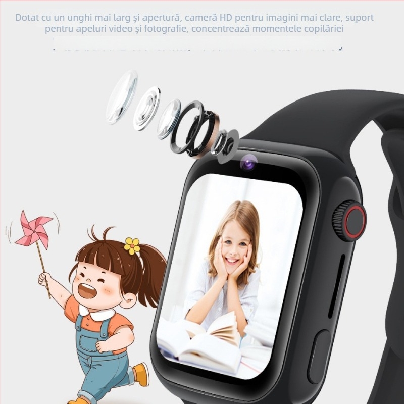 Ceas inteligent pentru copii cu slot SIM, cameră, localizare, apeluri video, compatibil Android