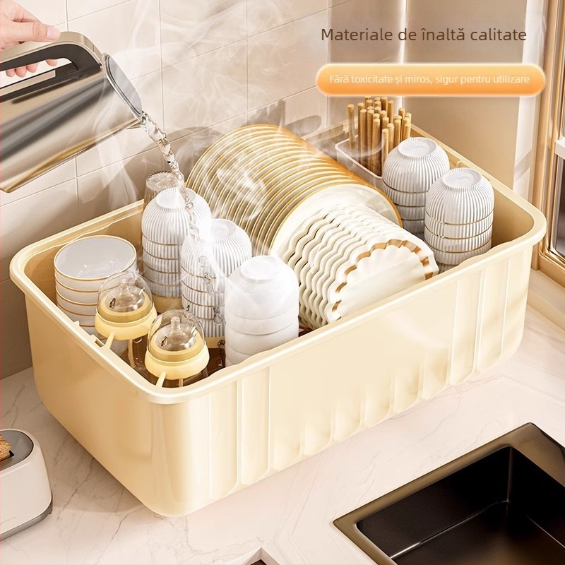 Raft de scurgere pentru vase; din plastic; montaj pe blat; potrivit pentru farfurii și boluri; stil modern minimalist