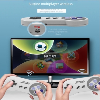 Consolă de joc Ming Le SF900 – 16-biți, fără fir 2.4G, ieșire HDMI, stil nostalgic retro, pentru doi jucători