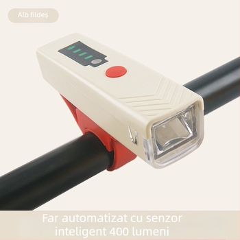 Lumină pentru bicicletă reîncărcabilă, luminozitate înaltă, senzor inteligent, pentru plimbări de noapte pe biciclete de munte și de oraș