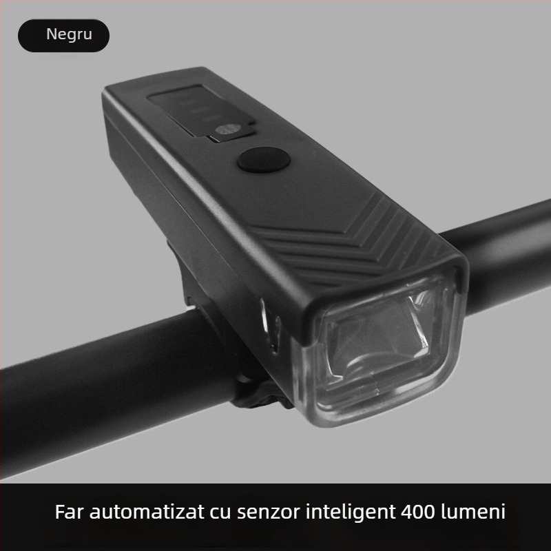 Lumină pentru bicicletă reîncărcabilă, luminozitate înaltă, senzor inteligent, pentru plimbări de noapte pe biciclete de munte și de oraș
