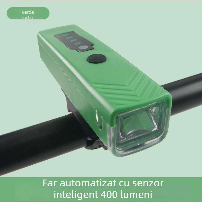 Lumină pentru bicicletă reîncărcabilă, luminozitate înaltă, senzor inteligent, pentru plimbări de noapte pe biciclete de munte și de oraș