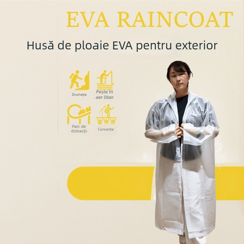 Poncho de ploaie din EVA, dintr-o singură bucată, pentru adulți, gros, potrivit pentru drumeții și călătorii
