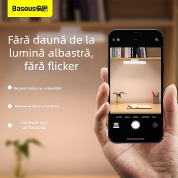 Lampă de birou cu iluminare magnetică, reglaj continuu al luminozității, reîncărcabilă, portabilă și reglabilă pentru citit (LED)