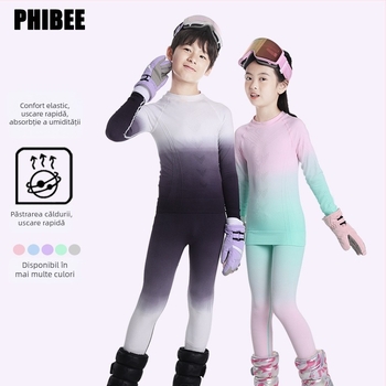 Phibee set de bază pentru copii pentru schi: uscare rapidă, absorbție a umezelii, poliester, culoare solidă, unisex
