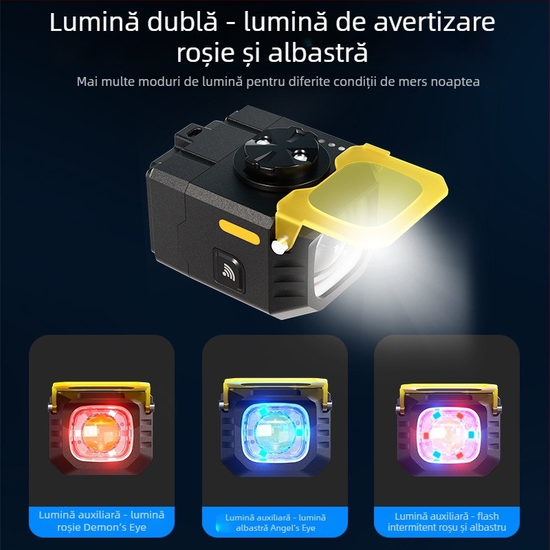 Lumină pentru bicicletă pentru noapte, cu fascicul înalt/joasă, baterie de 3600mAh, telecomandă Bluetooth fără fir, montaj suspendat