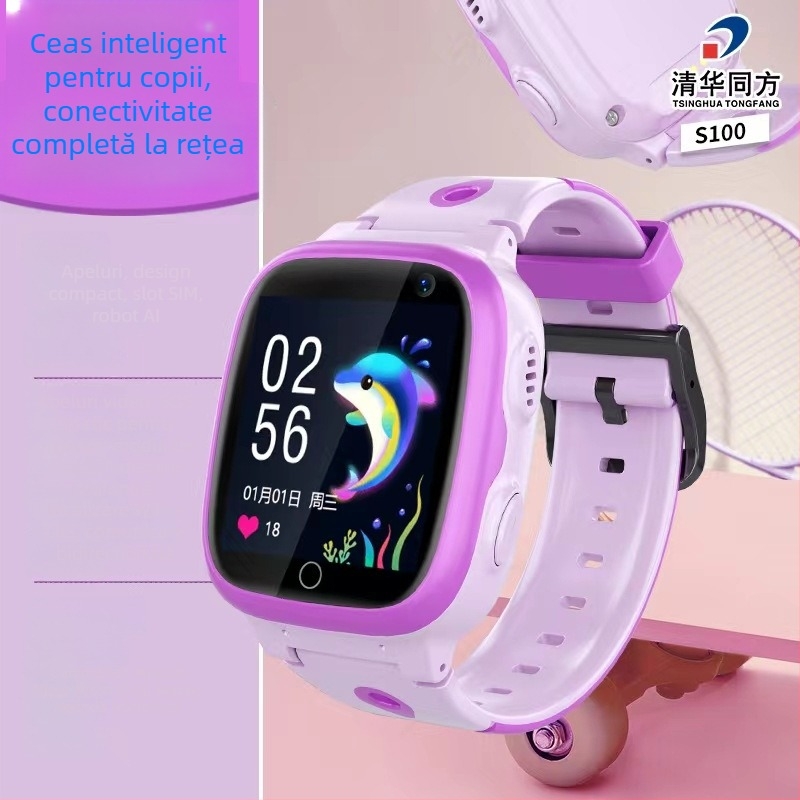 Ceas inteligent pentru copii cu conectivitate 4G/5G (ecran AMOLED; curea din silicon; rezistent la apă; autonomie până la 7 zile)