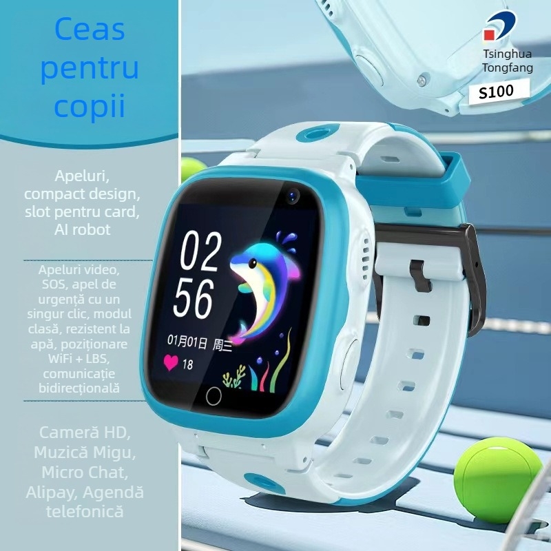 Ceas inteligent pentru copii cu conectivitate 4G/5G (ecran AMOLED; curea din silicon; rezistent la apă; autonomie până la 7 zile)