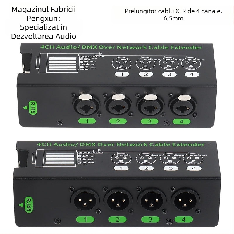 DMX512 hub cu 4 canale pentru extindere a liniei audio, model PXDMX5126.5, lungime linie 200