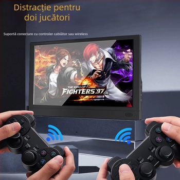 Consolă de jocuri pentru uz casnic cu ecran încorporat, controale wireless, 64 GB memorie, OS pe 16 biți, interfețe HDMI și USB-C, consolă arcade portabilă pentru doi jucători
