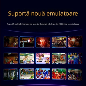 Consolă de jocuri pentru uz casnic cu ecran încorporat, controale wireless, 64 GB memorie, OS pe 16 biți, interfețe HDMI și USB-C, consolă arcade portabilă pentru doi jucători