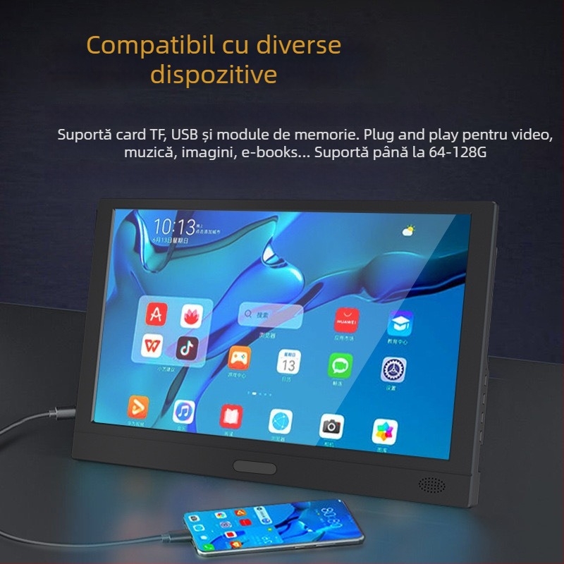 Consolă de jocuri pentru uz casnic cu ecran încorporat, controale wireless, 64 GB memorie, OS pe 16 biți, interfețe HDMI și USB-C, consolă arcade portabilă pentru doi jucători