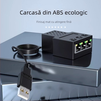 Distribuitor cablu de rețea 1→3, adaptor Gigabit Ethernet, gestionare a energiei suportată, trezire de la distanță nefuncțională