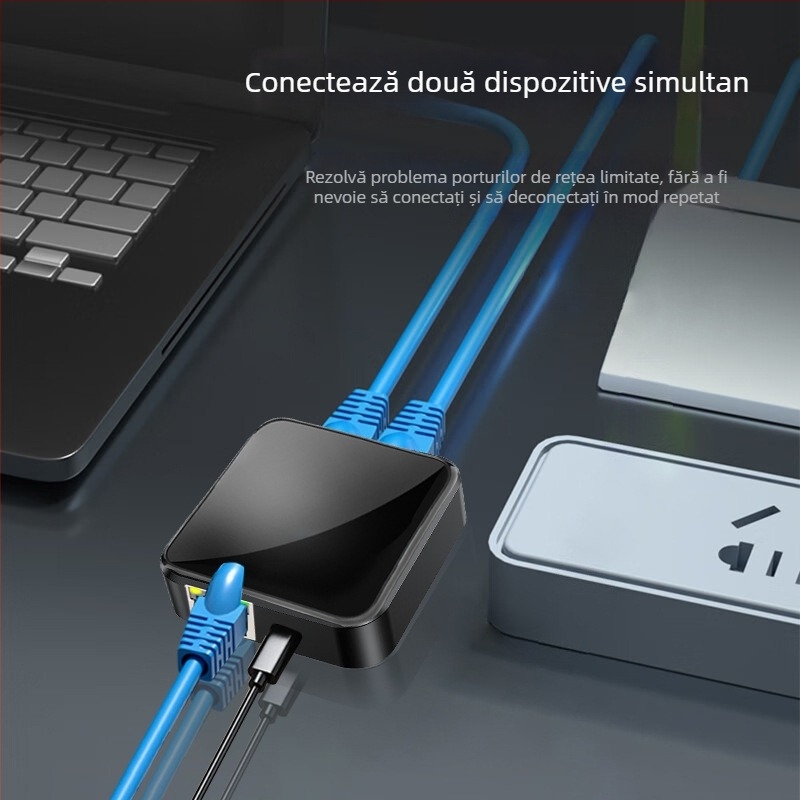 Distribuitor cablu de rețea 1→3, adaptor Gigabit Ethernet, gestionare a energiei suportată, trezire de la distanță nefuncțională