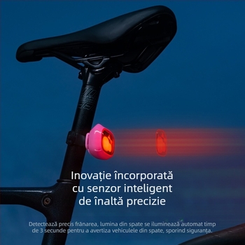 Lumină spate inteligentă pentru bicicletă cu senzor și semnal de frânare - Wind&Moon; Material TPU+PC; Importat: Nu; Fără procesare sau personalizare