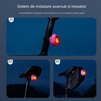 Lumină spate inteligentă pentru bicicletă cu senzor și semnal de frânare - Wind&Moon; Material TPU+PC; Importat: Nu; Fără procesare sau personalizare