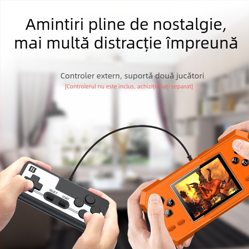 Consolă de jocuri portabilă retro cu 520 de jocuri încorporate, 2 jucători Contra, reîncărcabilă