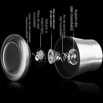 Măcinător manual de piper cu recipient de condimente din sticlă și mecanism din oțel carbon