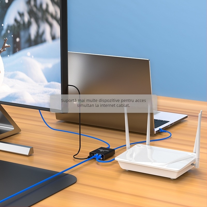 Gigabit RJ45 comutator/divizor — 1 intrare, 2 ieșiri, 1080P, Windows 7 compatibil, Model 2023