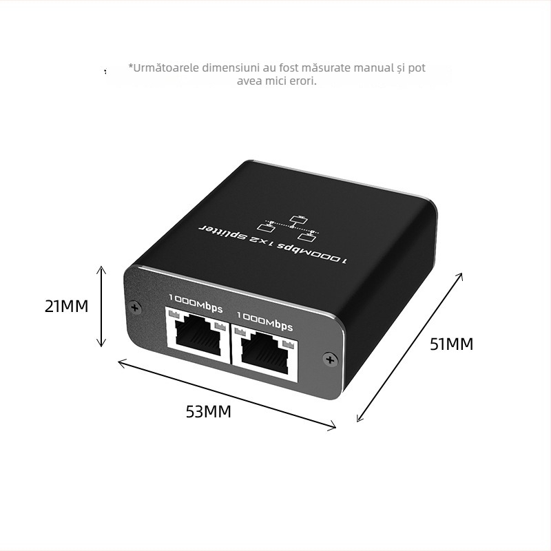 Gigabit RJ45 comutator/divizor — 1 intrare, 2 ieșiri, 1080P, Windows 7 compatibil, Model 2023
