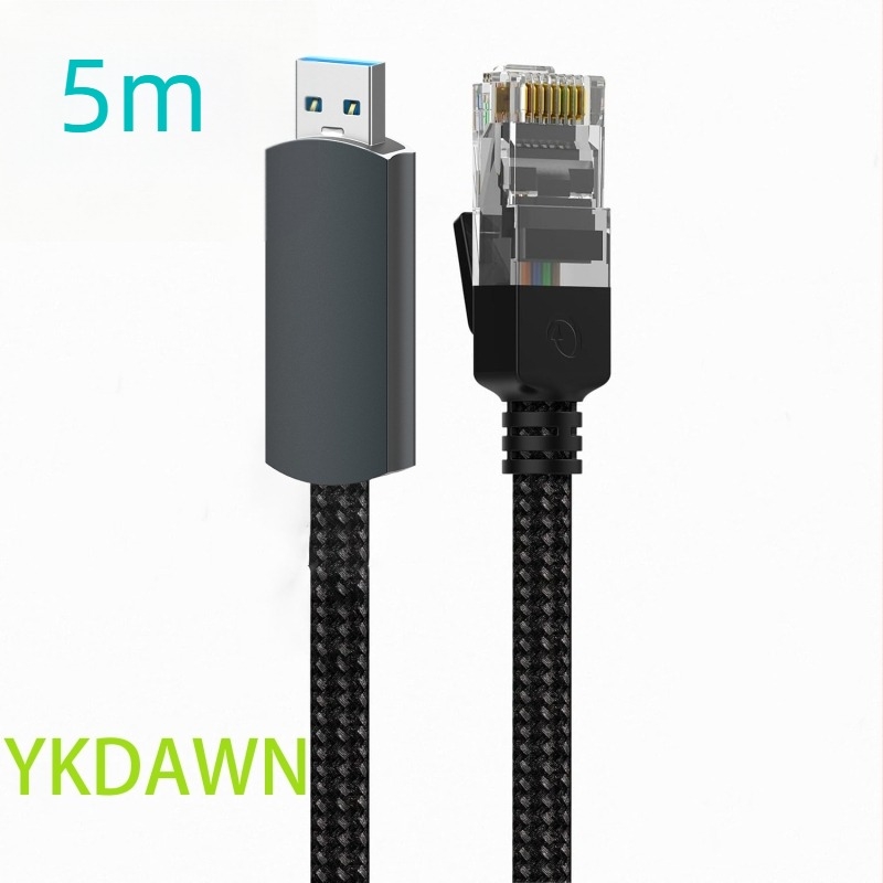 Cablu de rețea USB 3.0 la RJ45 cu carcasă din aliaj de aluminiu și cablu OFC împletit, Gigabit Ethernet (10/100/1000 Mbps), lungimi 2/5/10 m, compatibil cu orice sistem