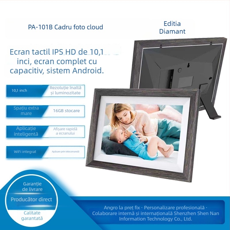 OIOT PA-101B Ramă foto digitală wireless cu afișaj 1280x800, 32 GB memorie, suport card TF, album foto în cloud prin Wi‑Fi, redare video