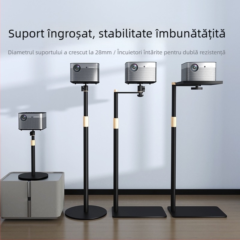 Suport pentru proiector Cine pentru uz casnic — montaj pe perete sau pe podea, cu stâlp ascuns și tavă de birou, compatibil cu XGIMI, Dangbei și JmGO