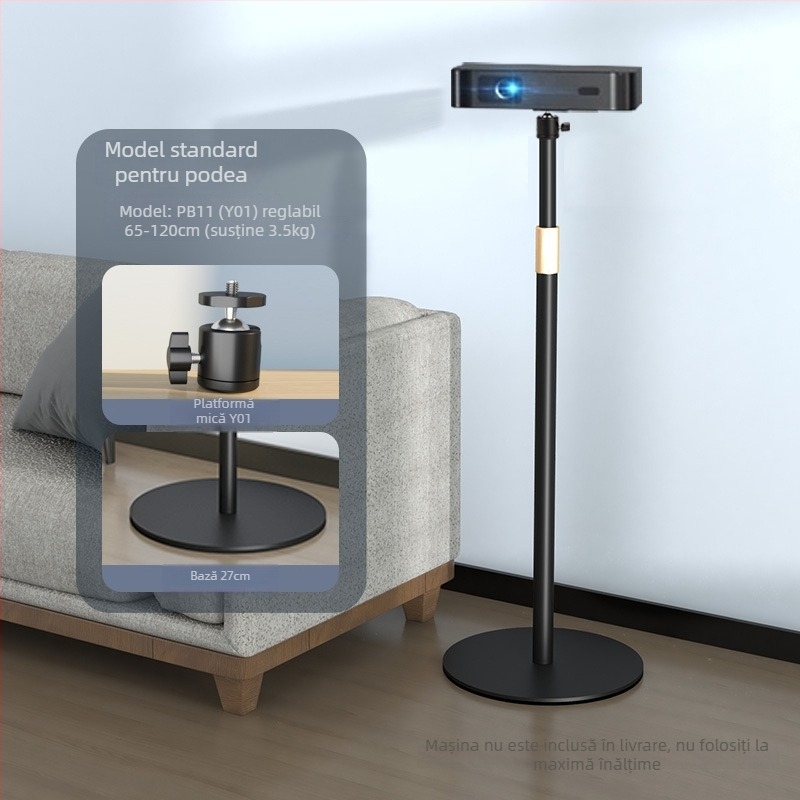 Suport pentru proiector Cine pentru uz casnic — montaj pe perete sau pe podea, cu stâlp ascuns și tavă de birou, compatibil cu XGIMI, Dangbei și JmGO