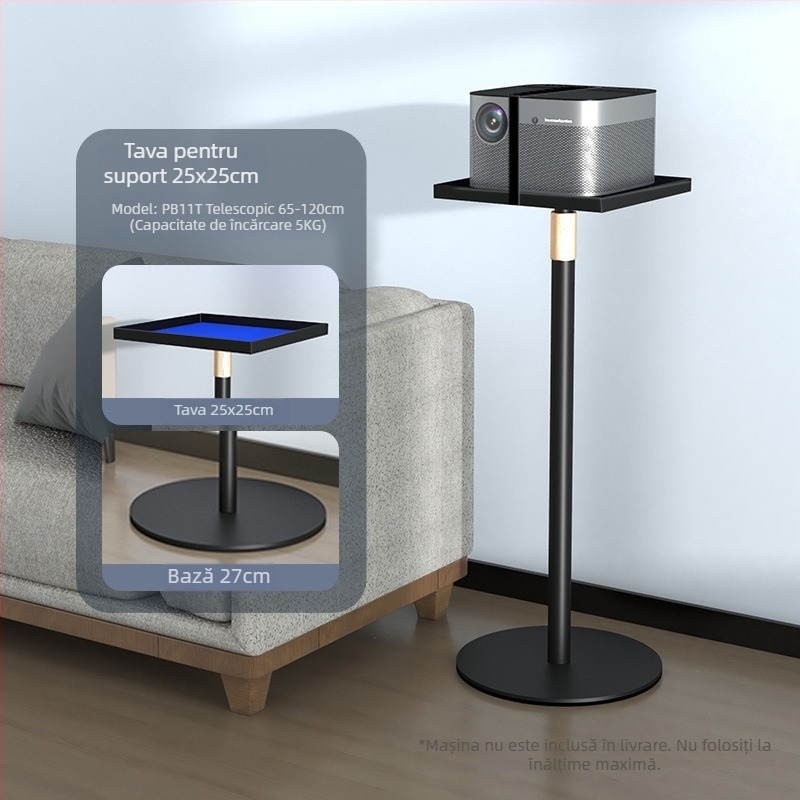 Suport pentru proiector Cine pentru uz casnic — montaj pe perete sau pe podea, cu stâlp ascuns și tavă de birou, compatibil cu XGIMI, Dangbei și JmGO